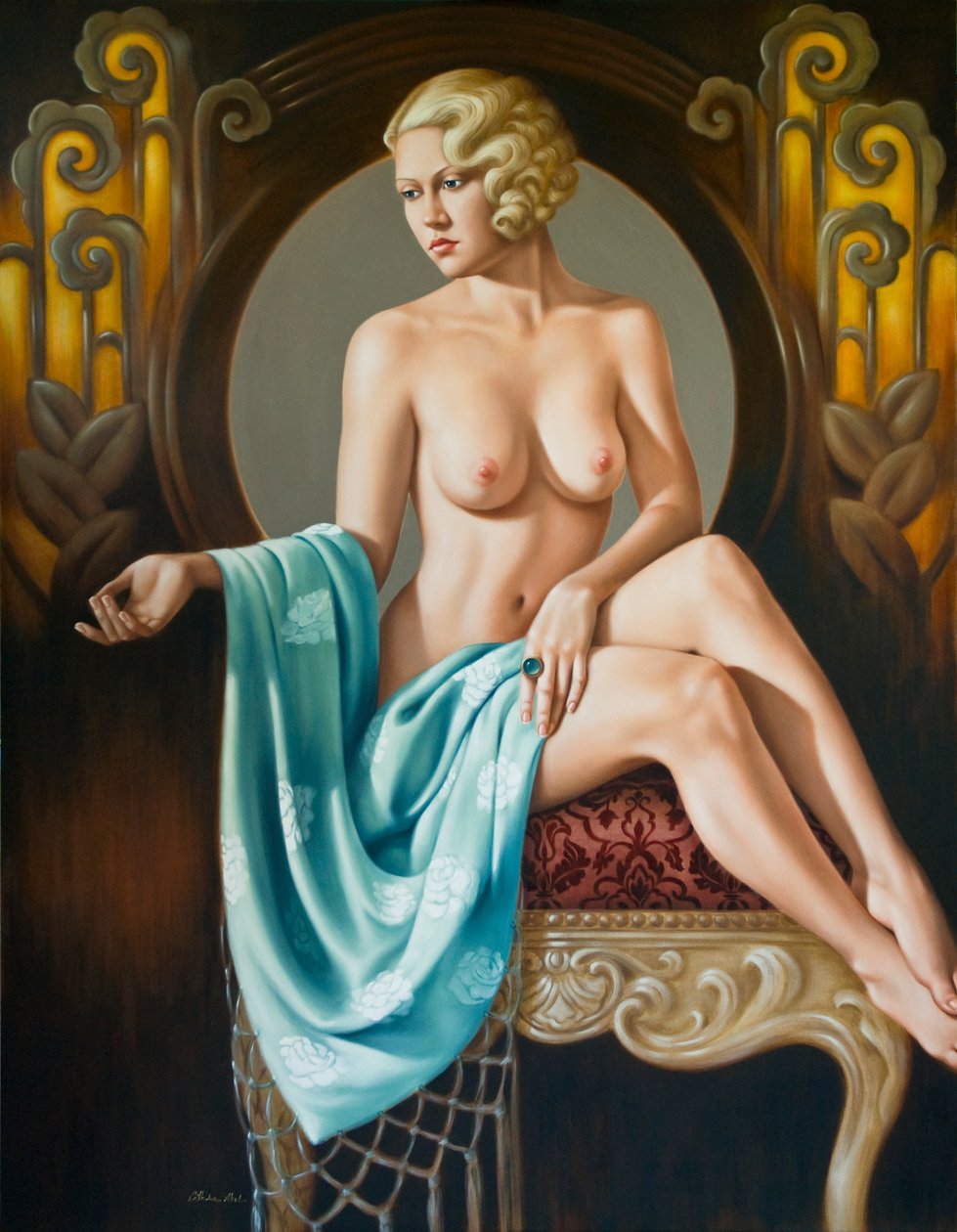 Chez Agnes (olje på lin) av Catherine Abel