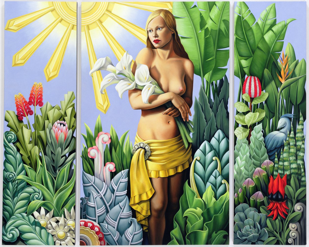 Eden (triptyk) (olje på lin) av Catherine Abel