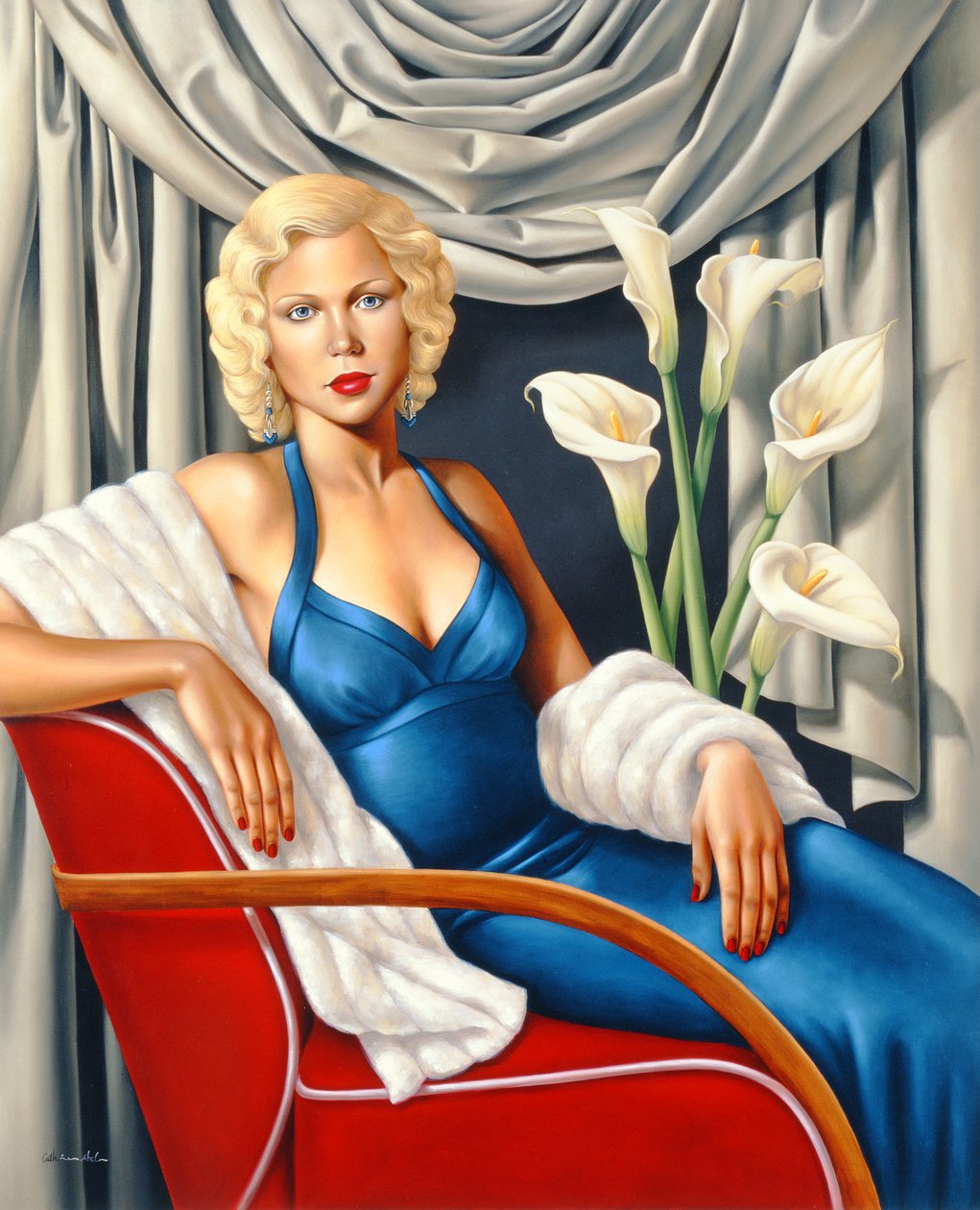 Homage to Harlow (olje på lin) av Catherine Abel