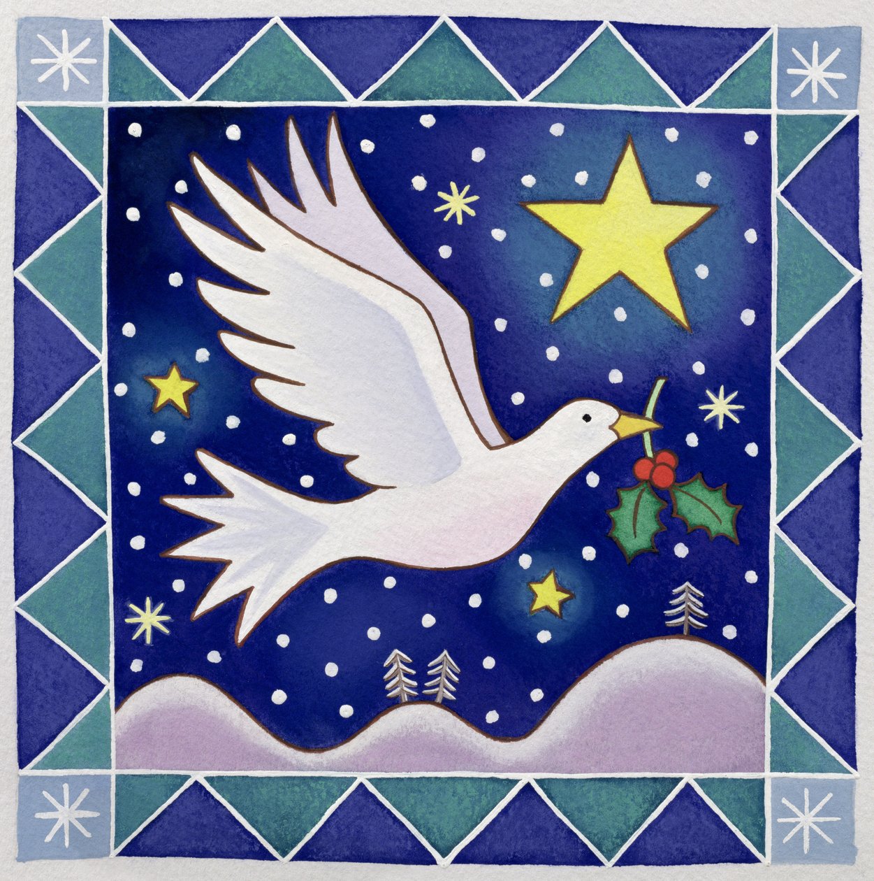 Christmas Dove (wc på papir) av Cathy Baxter