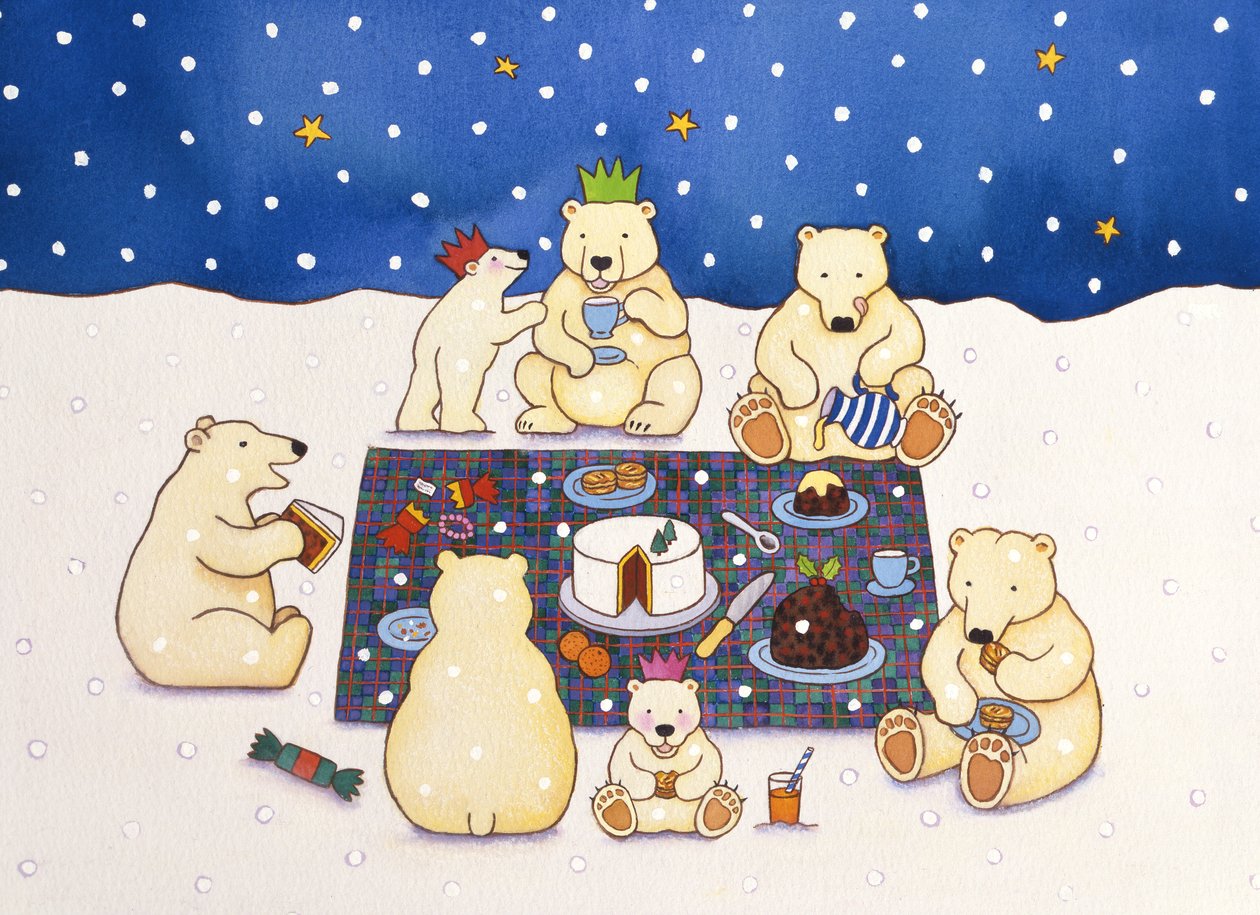 Polar Bear Picnic, 1997 (wc på papir) av Cathy Baxter