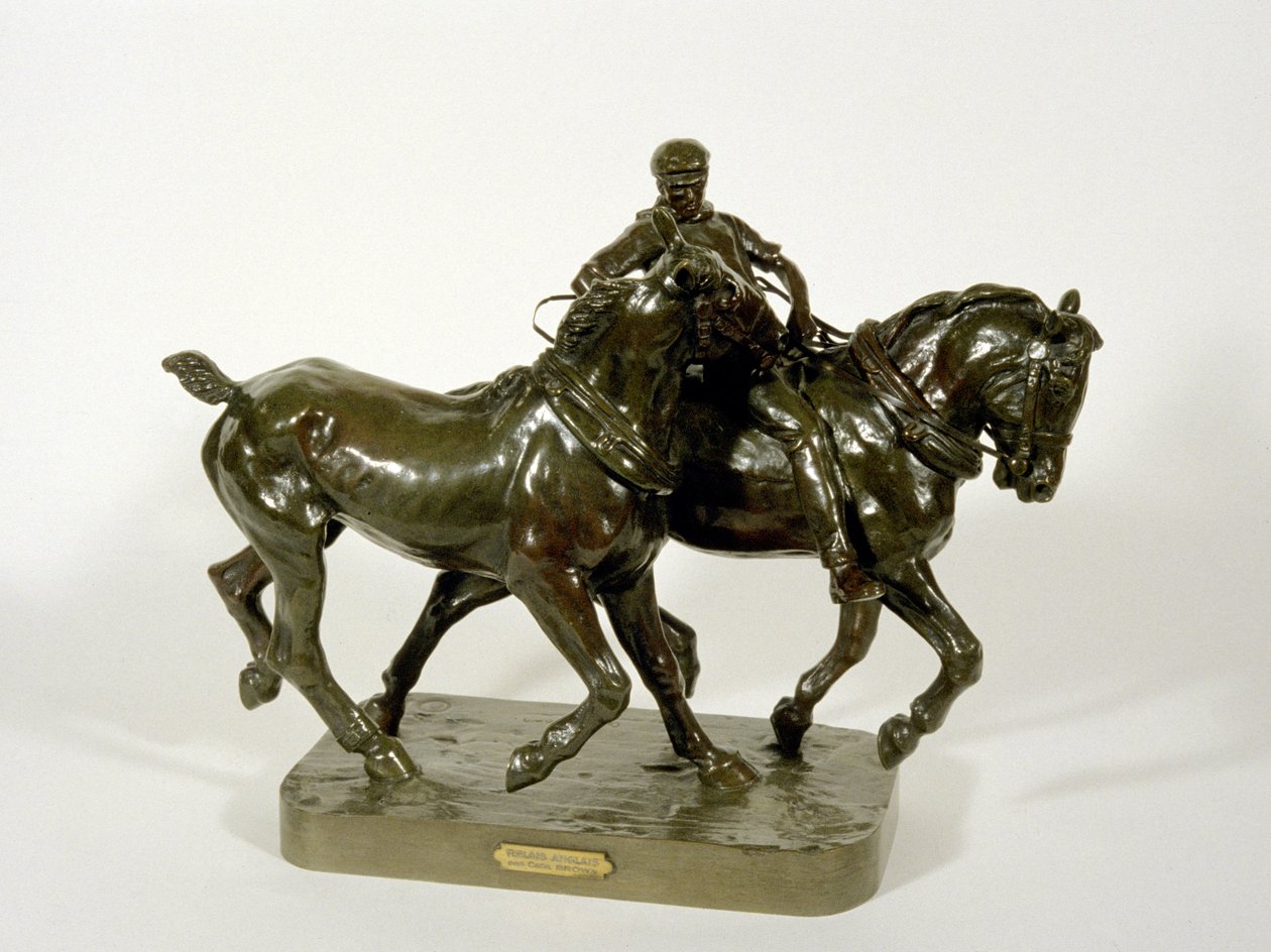 Par trekkhester (bronse) av Cecil Brown