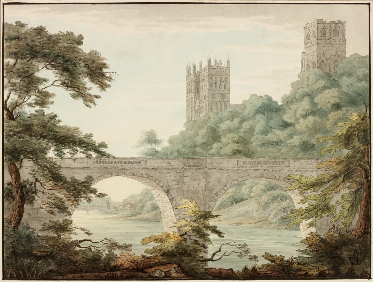 Durham Cathedral (blekk, blyant og akvarell på papir) av Cecilia Priscilla Cooke