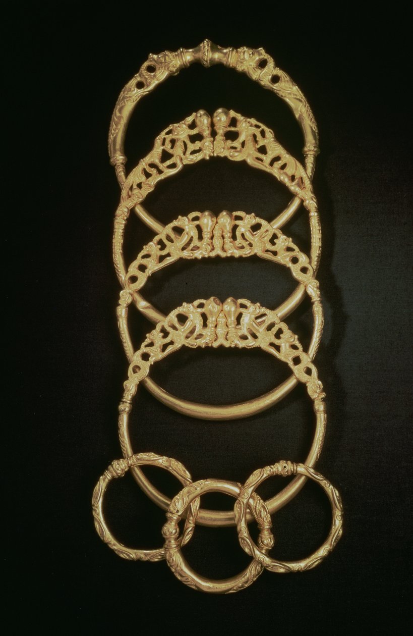 Gullarmbånd fra Ertsfield Treasure, 4. århundre e.Kr. (gull) av Celtic