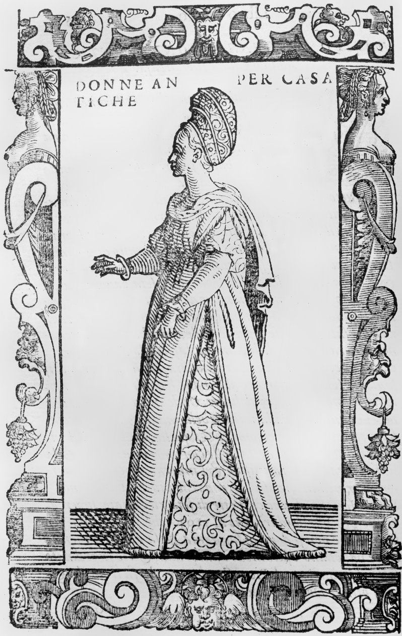 Fruen i huset, 1590 av Cesare Vecellio