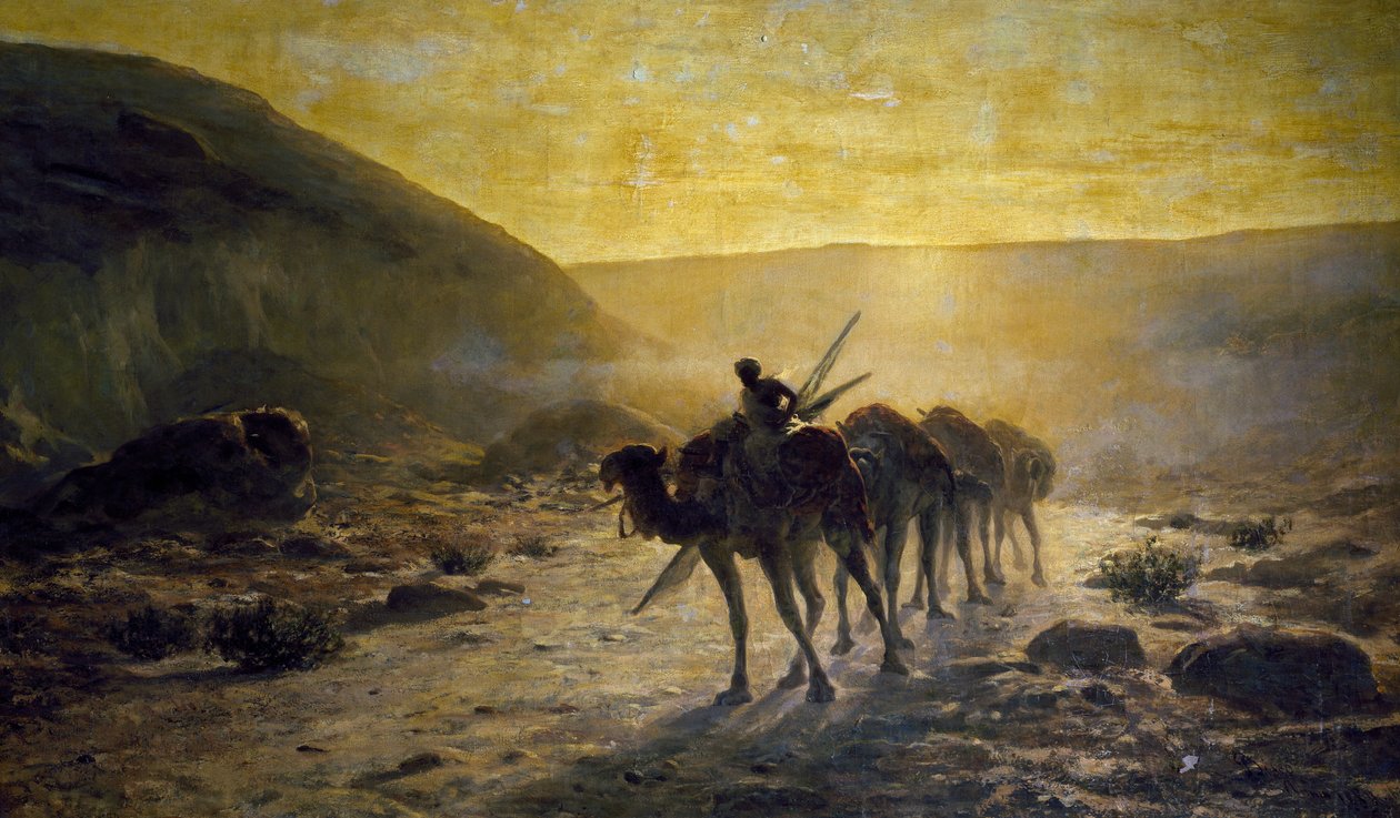 I ørkenen, maleri av Cesare Biseo (1843-1909) av Cesare Biseo