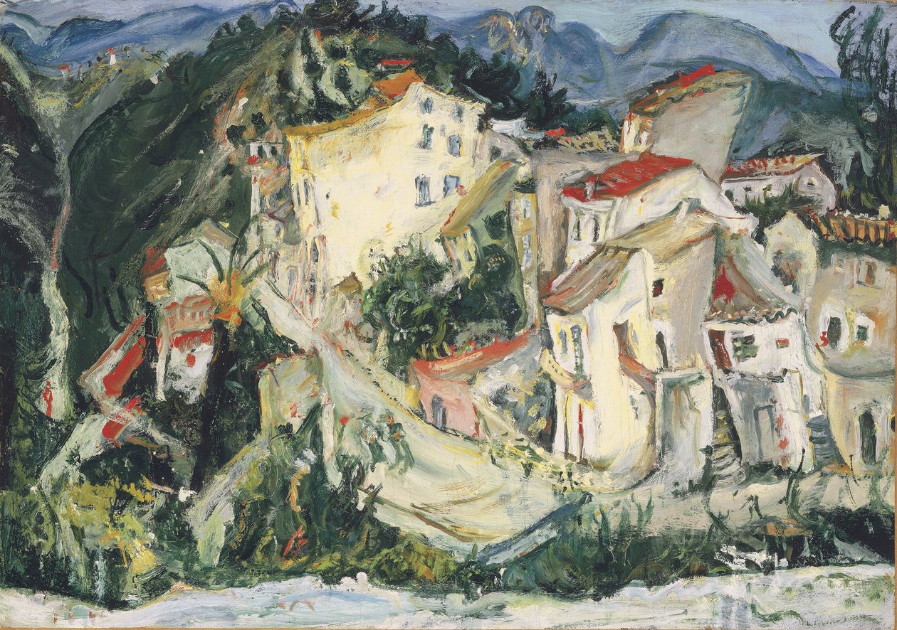 Landskap ved Cagnes; Landskapet i Cagnes, ca. 1924-1925 av Chaim Soutine
