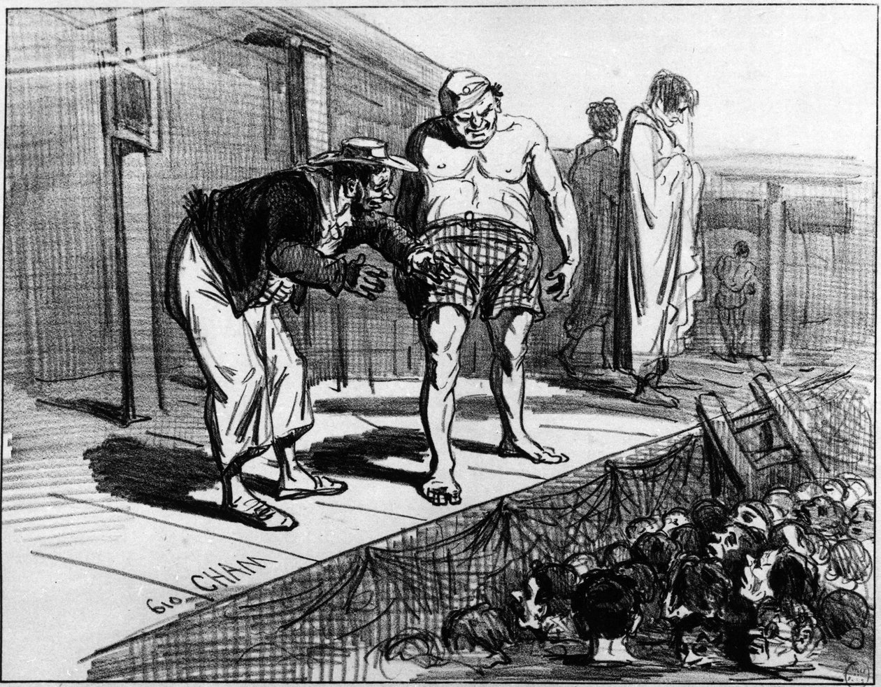 bad i Paris; Tegneserie av Cham. av Amédée de Noé