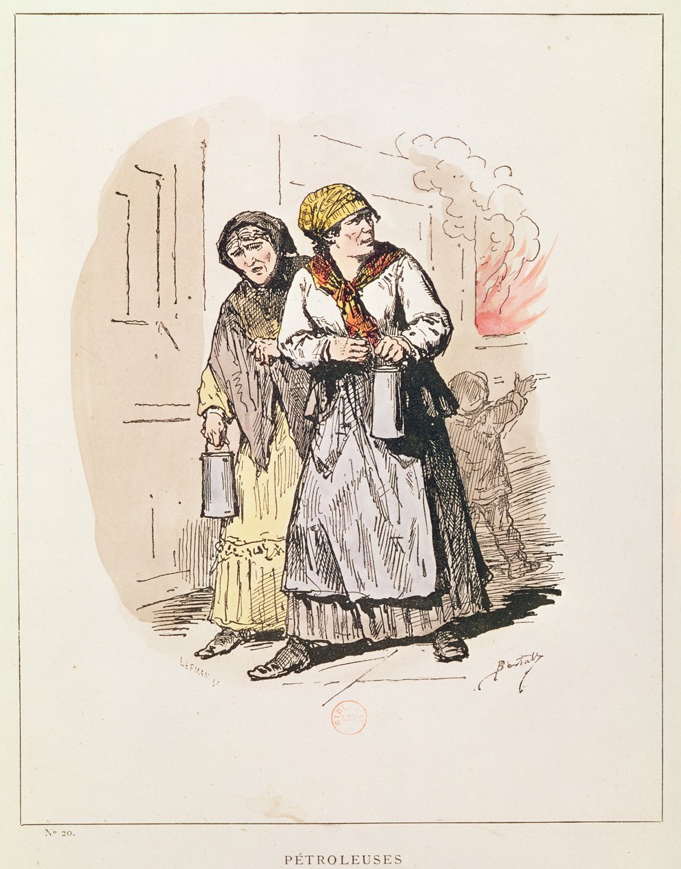 Two Petroleuses of the Commune, 1871 (fargegravering) av Charles Albert d Arnoux Bertall