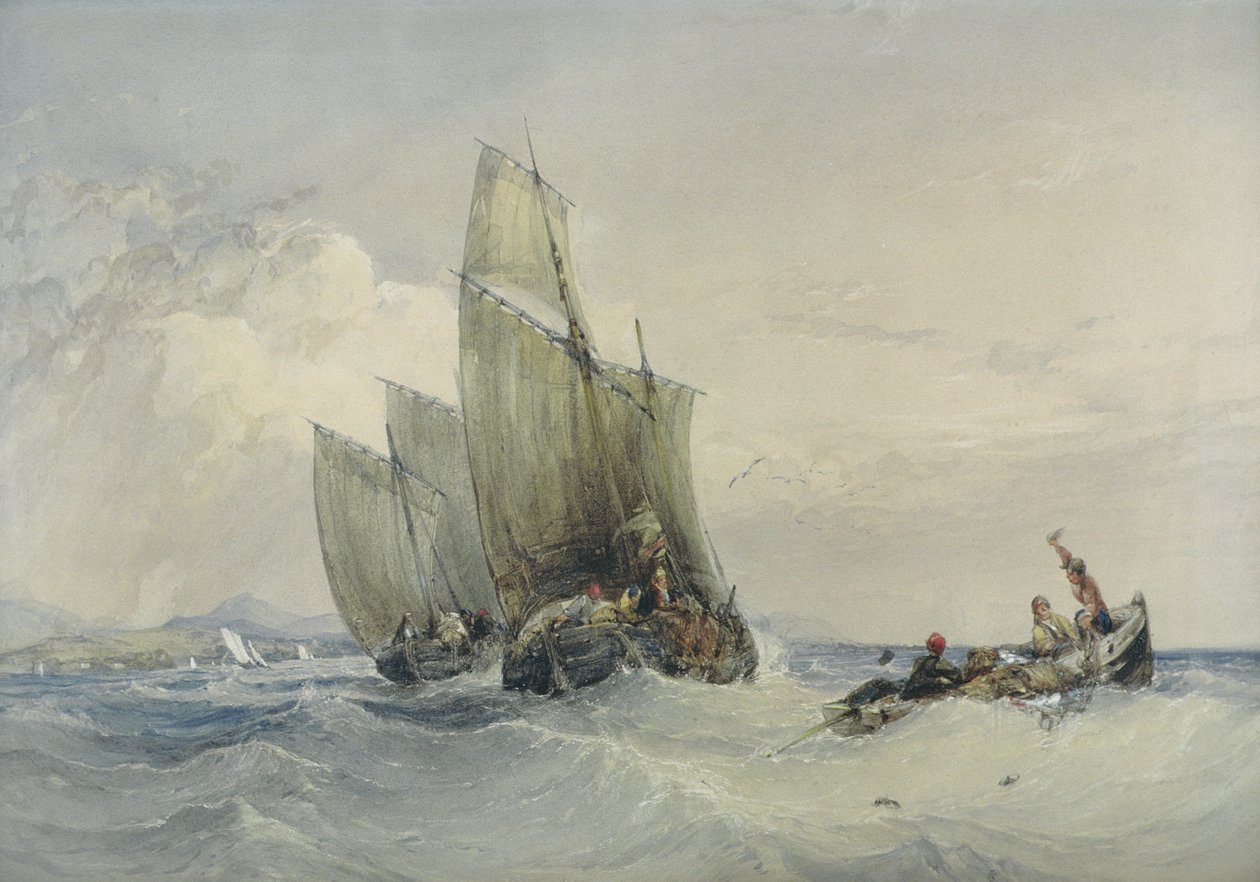 Fiskebåter, 1800-tallet av Charles Bentley