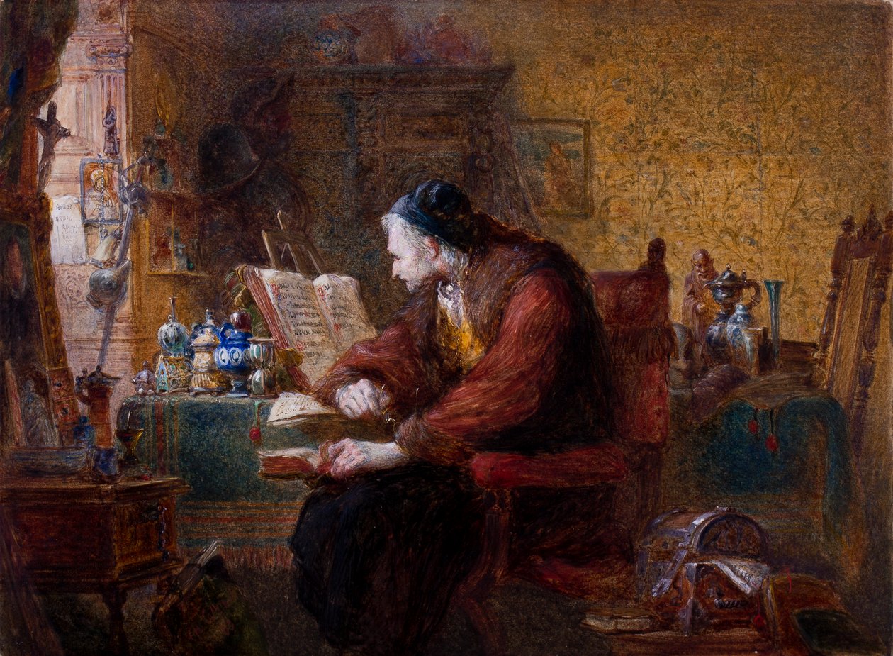 Antikvaren, 1863 (wc, gouache og gummi arabisk på papir) av Charles Cattermole