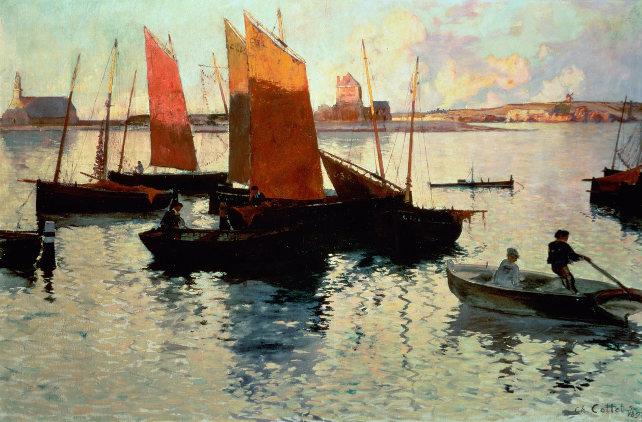 Kveldslys ved havnen i Camaret, 1892 av Charles Cottet
