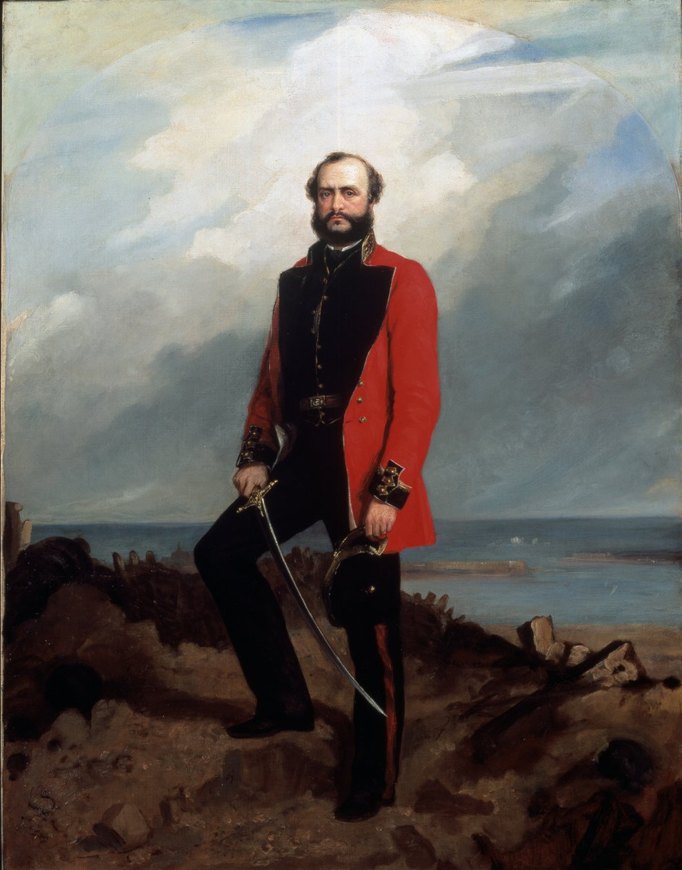 Generalmajor Charles Ashe Windham (1810-70) Coldstream Guards, stående foran Redan, Sebastopol, 1855 av Charles Couzens