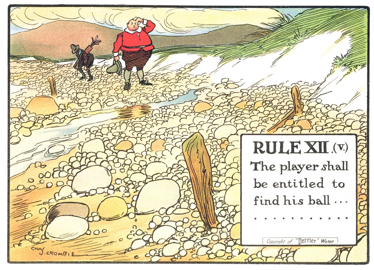Regel XII (V): Spilleren skal ha rett til å finne ballen sin..., fra 