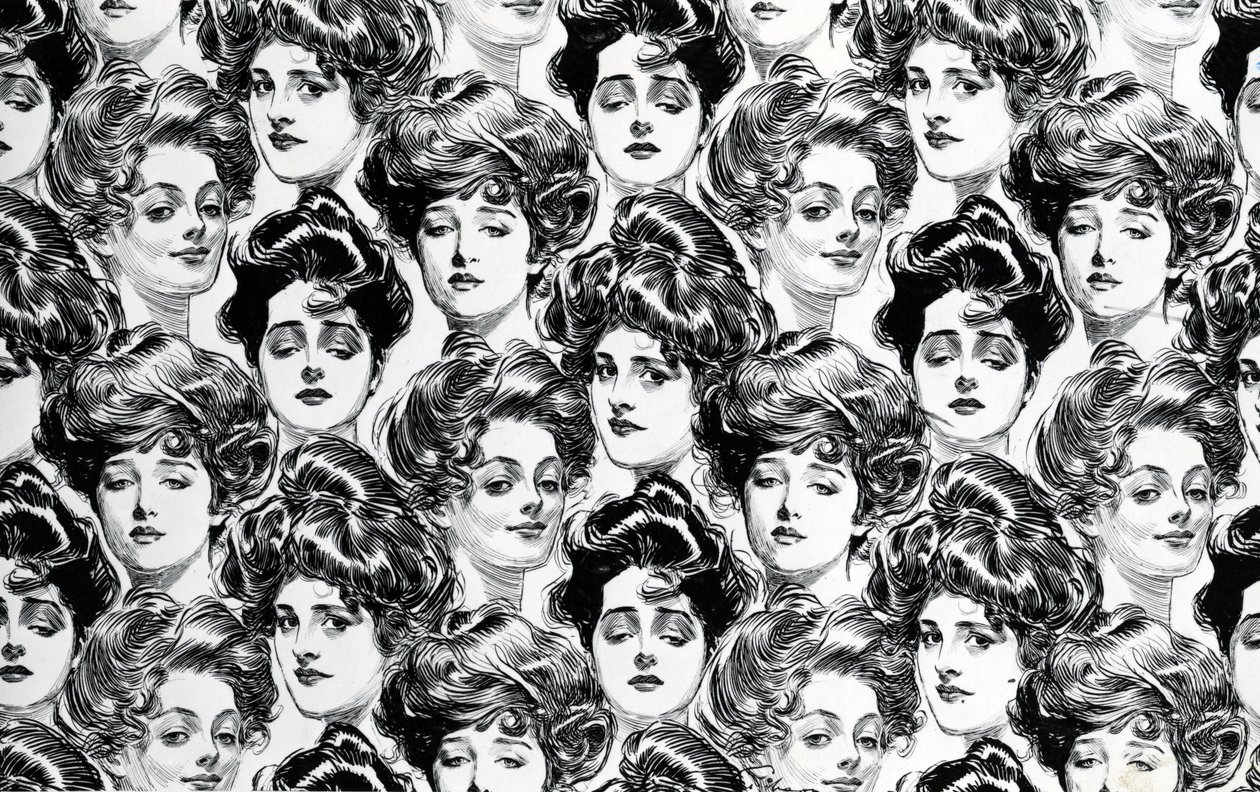 Design for tapet, egnet for en ungkarsleilighet, 1902 av Charles Dana Gibson