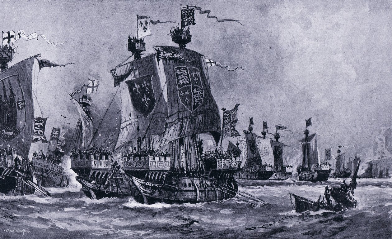 Slaget ved Sluys, juni 1340 e.Kr., 1920-tallet av Charles Daniel Ward