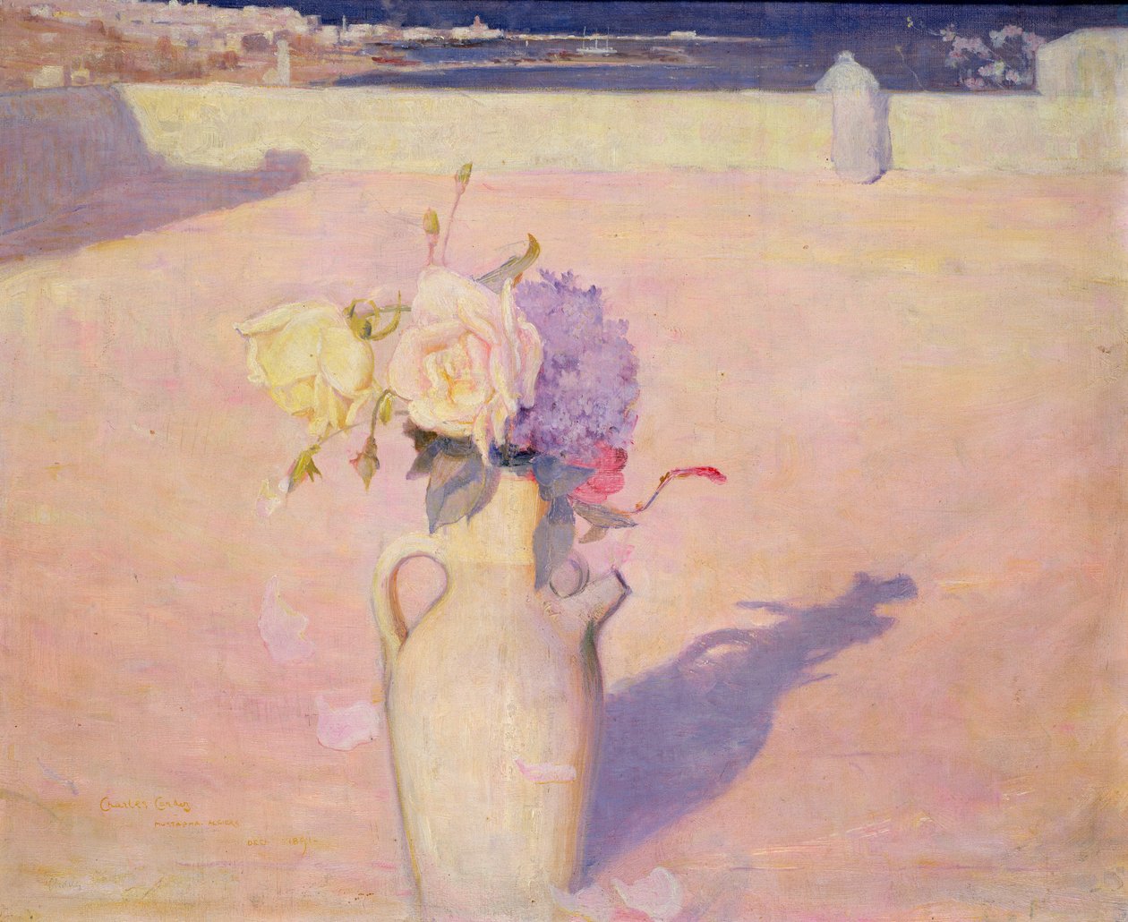Blomster i en vase mot en bakgrunn av Mustapha, Alger, 1891 av Charles Edward Conder