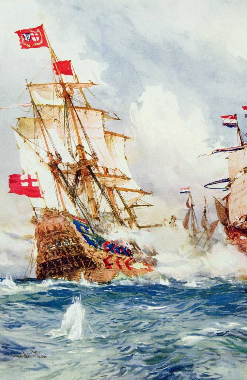 When Blake Swept the Seas: A Battle Between Admiral Blake (1599-1657) og Van Tromp (1598-1653) illustrasjon fra 