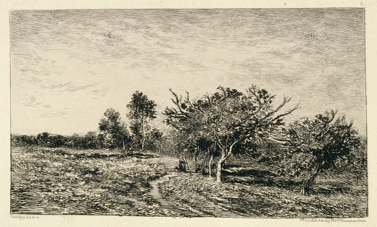 Epletrær i Auvers (Pommiers a Auvers), 1877 av Charles Francois Daubigny