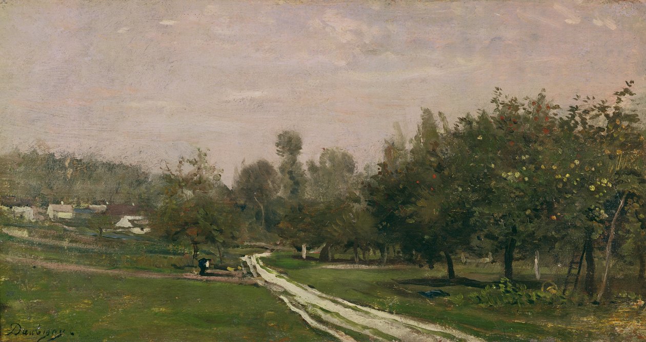 Butry, nær Valmondois olje på lerret av Charles Francois Daubigny