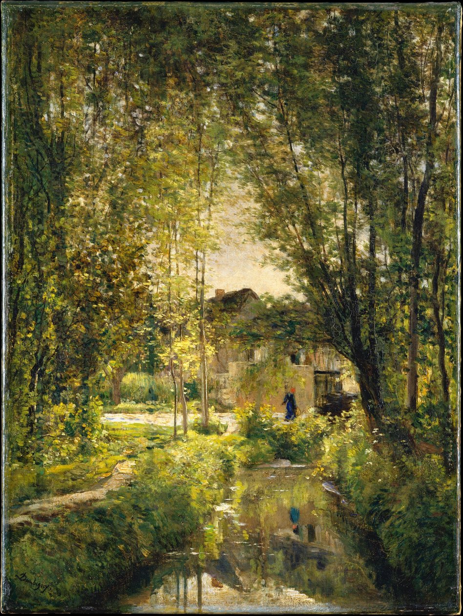 Landskap med en solbelyst bekk, ca. 1877 av Charles Francois Daubigny