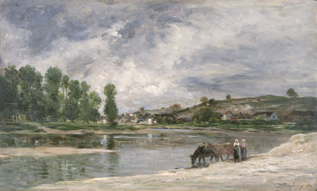 På Loire, 1874 (olje på tre) av Charles Francois Daubigny