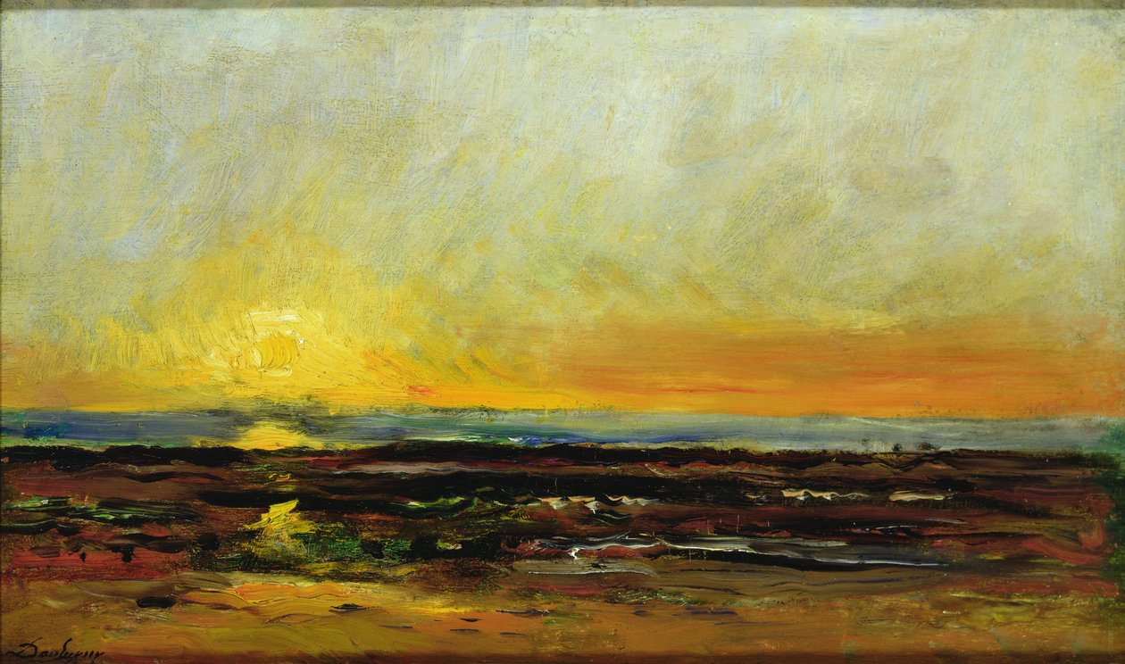 Solnedgang på havkysten av Charles Francois Daubigny