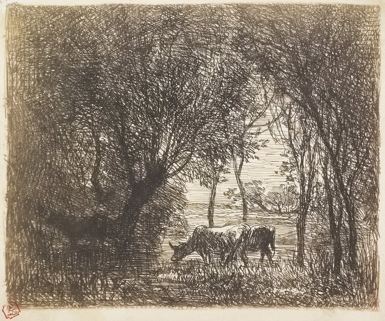 Kyr i skogen, 1862 av Charles Francois Daubigny
