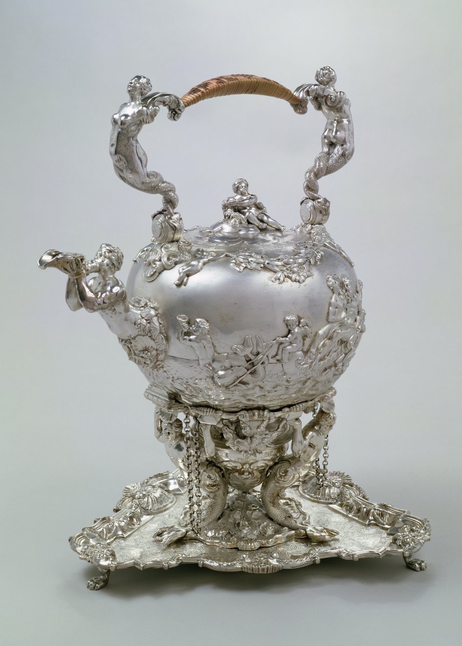 Vannkoker og stativ av C.Kandler, London, 1730 (sølv) av Charles Kandler