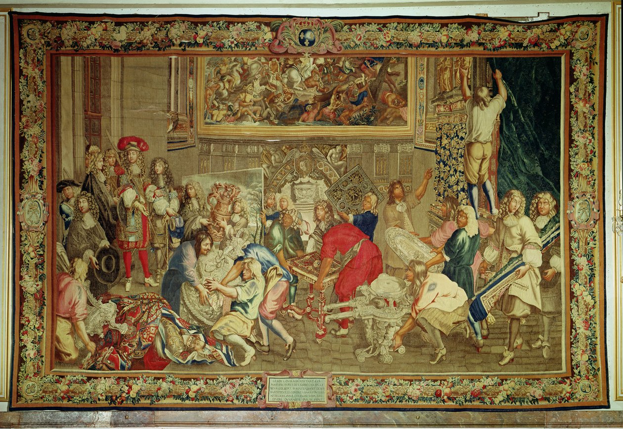 Louis XIV (1638-1715) på besøk til Gobelins-fabrikken, 15. oktober 1667 (teppe) av Charles Le Brun