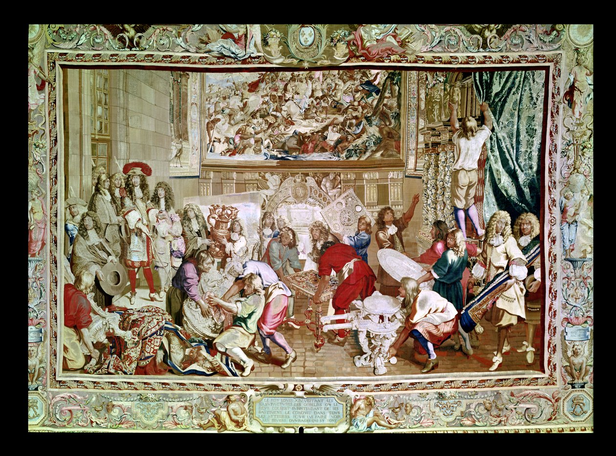 Louis XIV (1638-1715) på besøk til Gobelins-fabrikken, 15. oktober 1667 (teppe) av Charles Le Brun