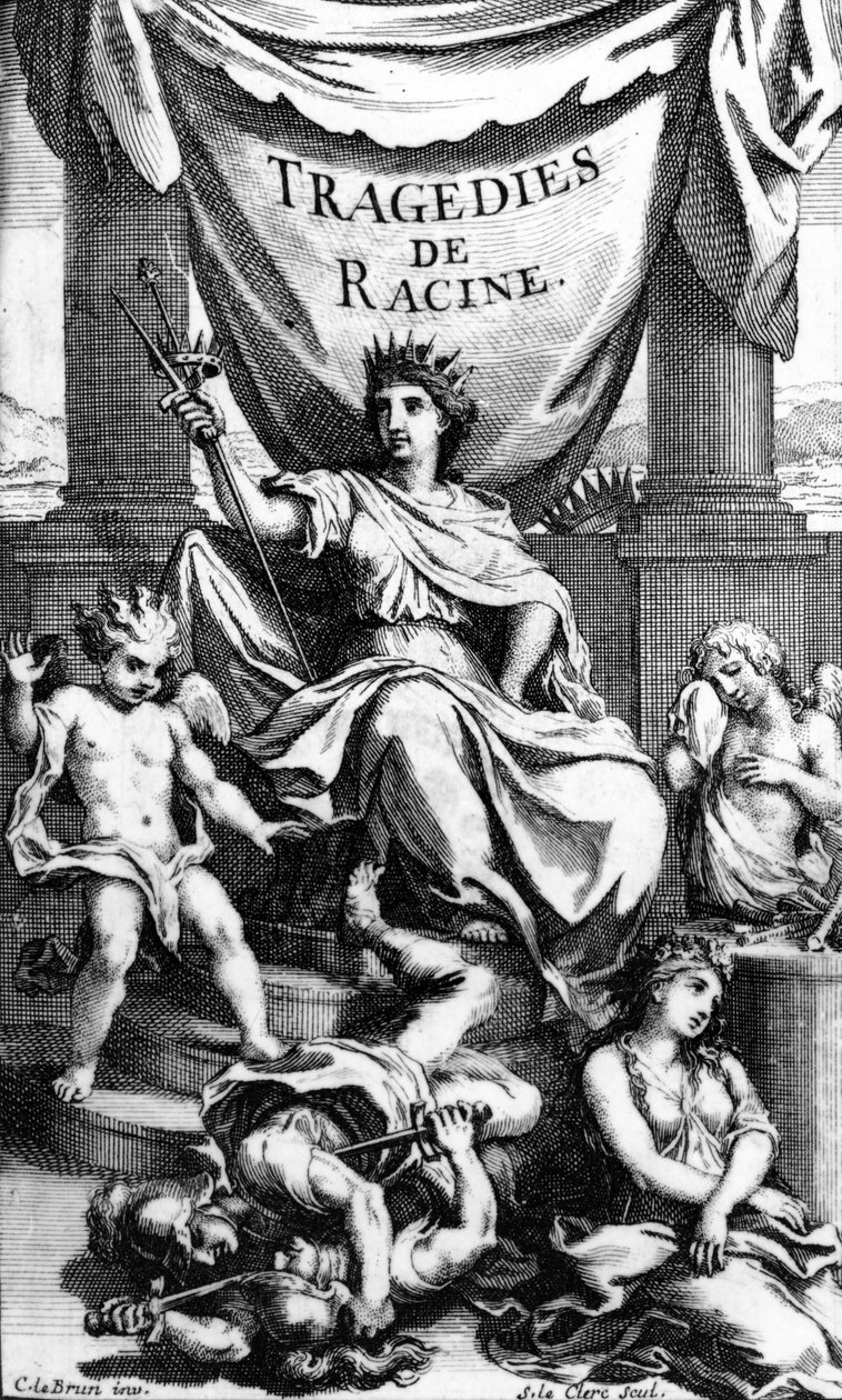 Tittelside til 'Tragedies de Racine', gravert av Sebastien Le Clerc, 1676 av Charles Le Brun