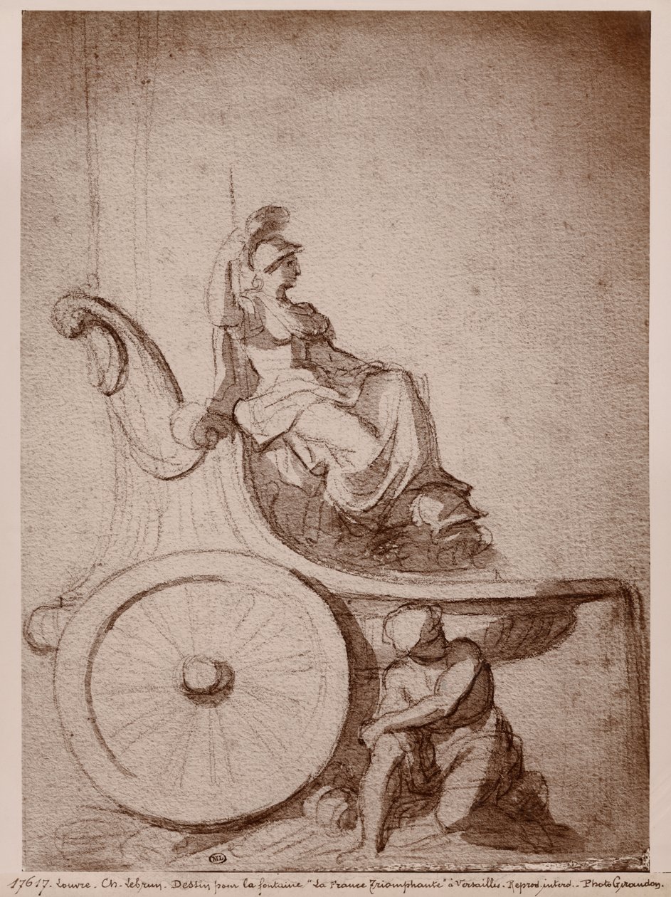 Triumphant France, ca. 1674 (pierre noire und grå vask på papir) av Charles Le Brun