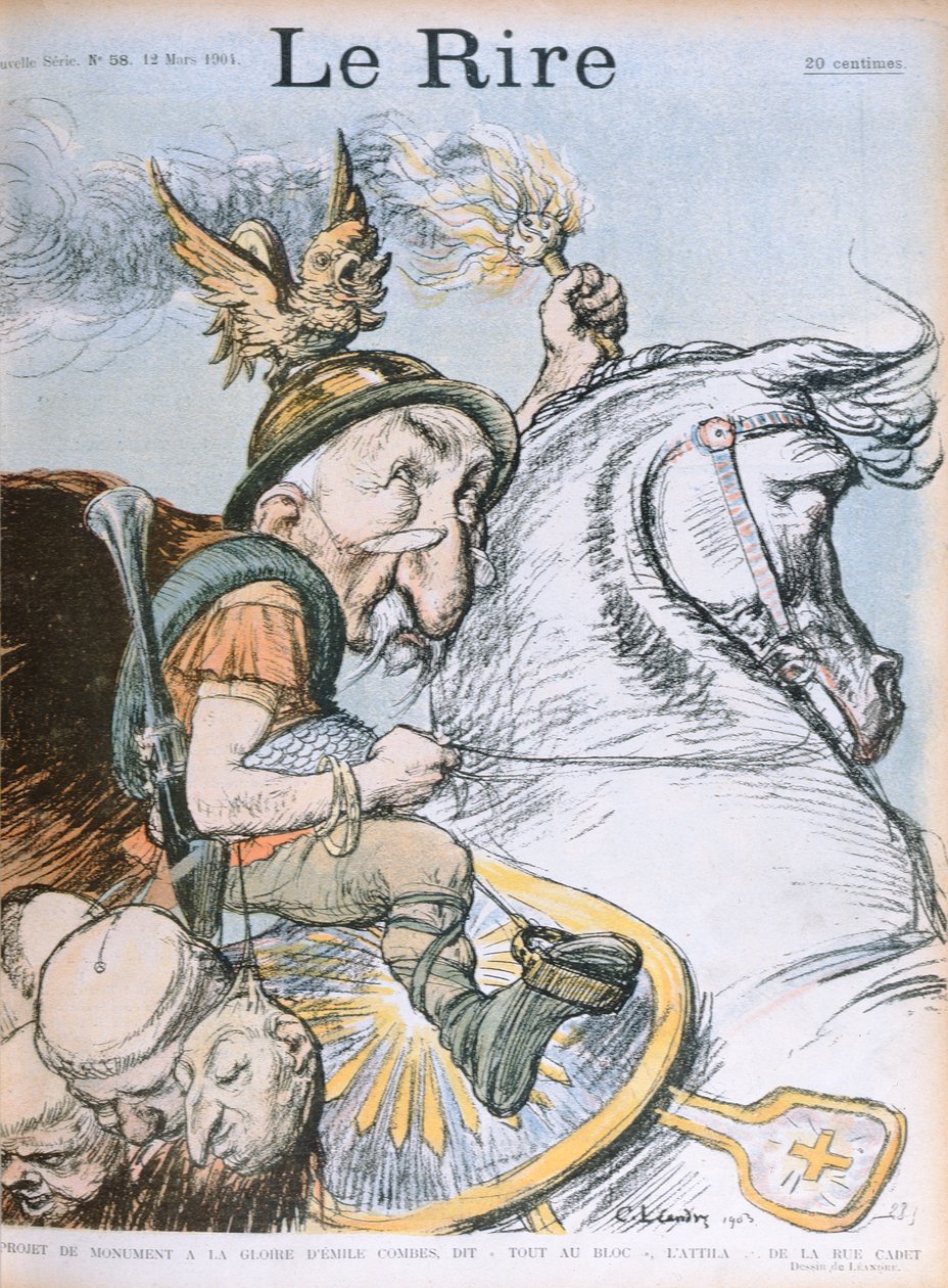 Karikatur av Emile Combes, forside av magasinet 'Le Rire', 12. mars 1903 av Charles Leandre