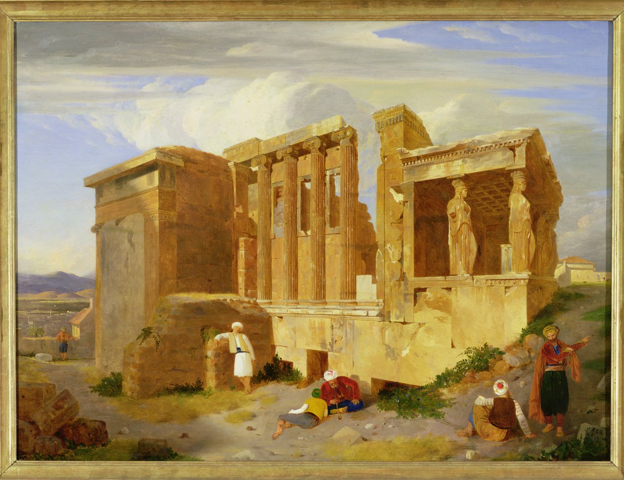 Erechtheum, Athen, med figurer i forgrunnen, 1821 av Charles Lock Eastlake