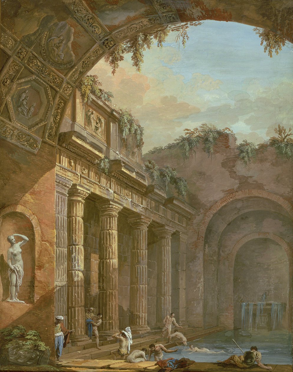 Interiør i et bad av Charles Louis Clerisseau