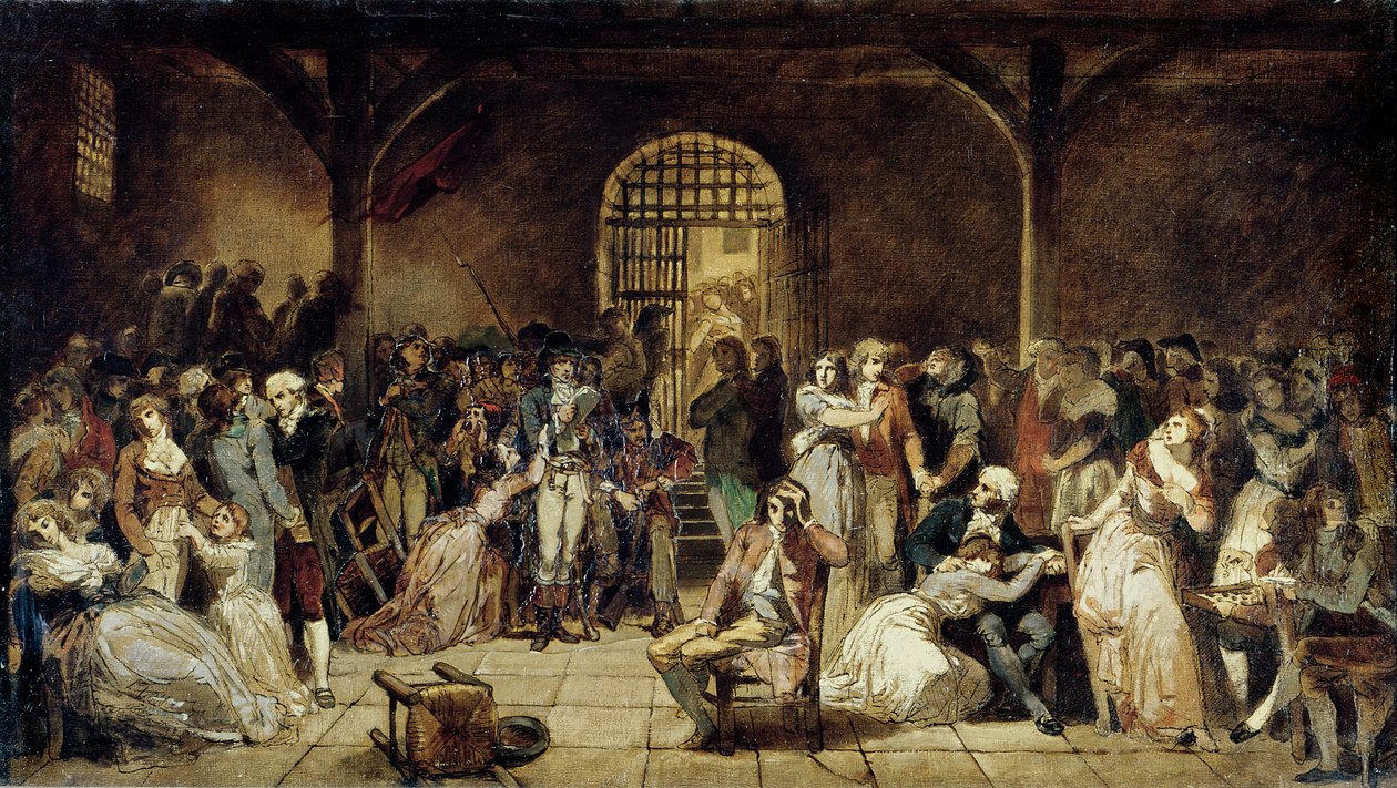 The Call for the Last Victims of the Terror, 7-9 Thermidor, år 2 (25-27 juli 1794) ca. 1850 (se 127502 og 3) av Charles Louis Lucien Muller