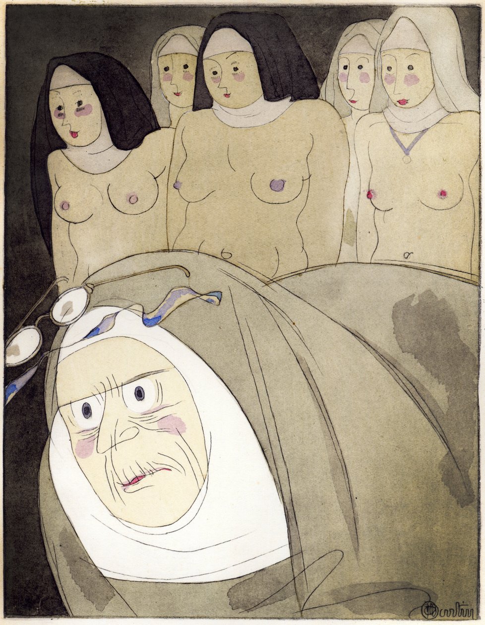 Illustrasjon fra 'Les Contes et Nouvelles en vers de Jean de La Fontaine', publisert i Librairie de France, Paris 1930 (pochoir) av Charles Martin
