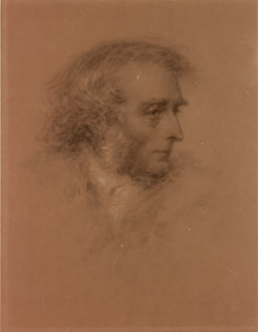 John Martin på dødssengen hans (svart kritt på papir) av Charles Martin