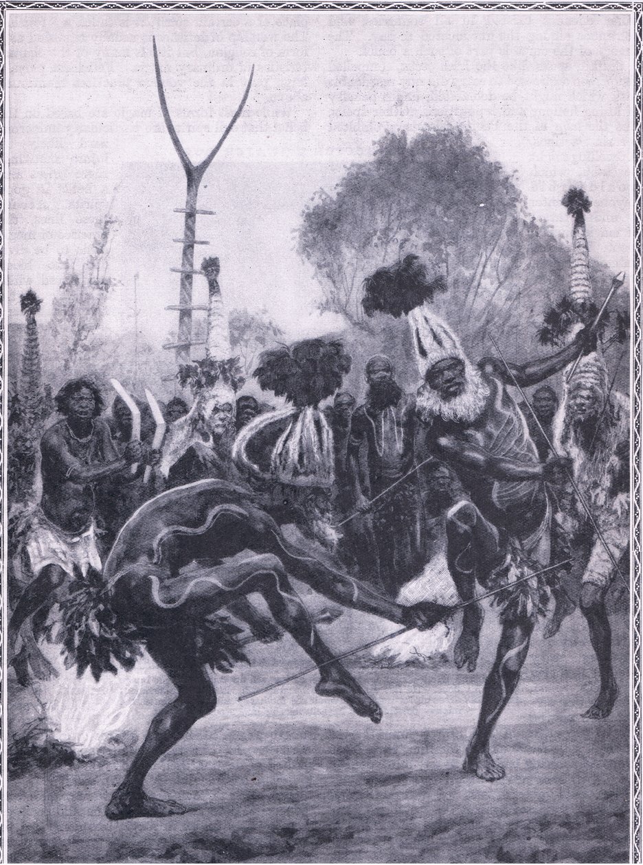 De ville dansene til Queensland Aboriginees, fremfører "Dance of the Forked Stick" av Charles Mills Sheldon
