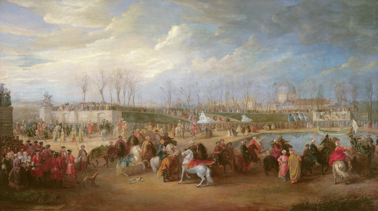 Mehemet Effendi, tyrkisk ambassadør, ankommer Tuileriene 21. mars 1721, etter 1721 av Charles Parrocel