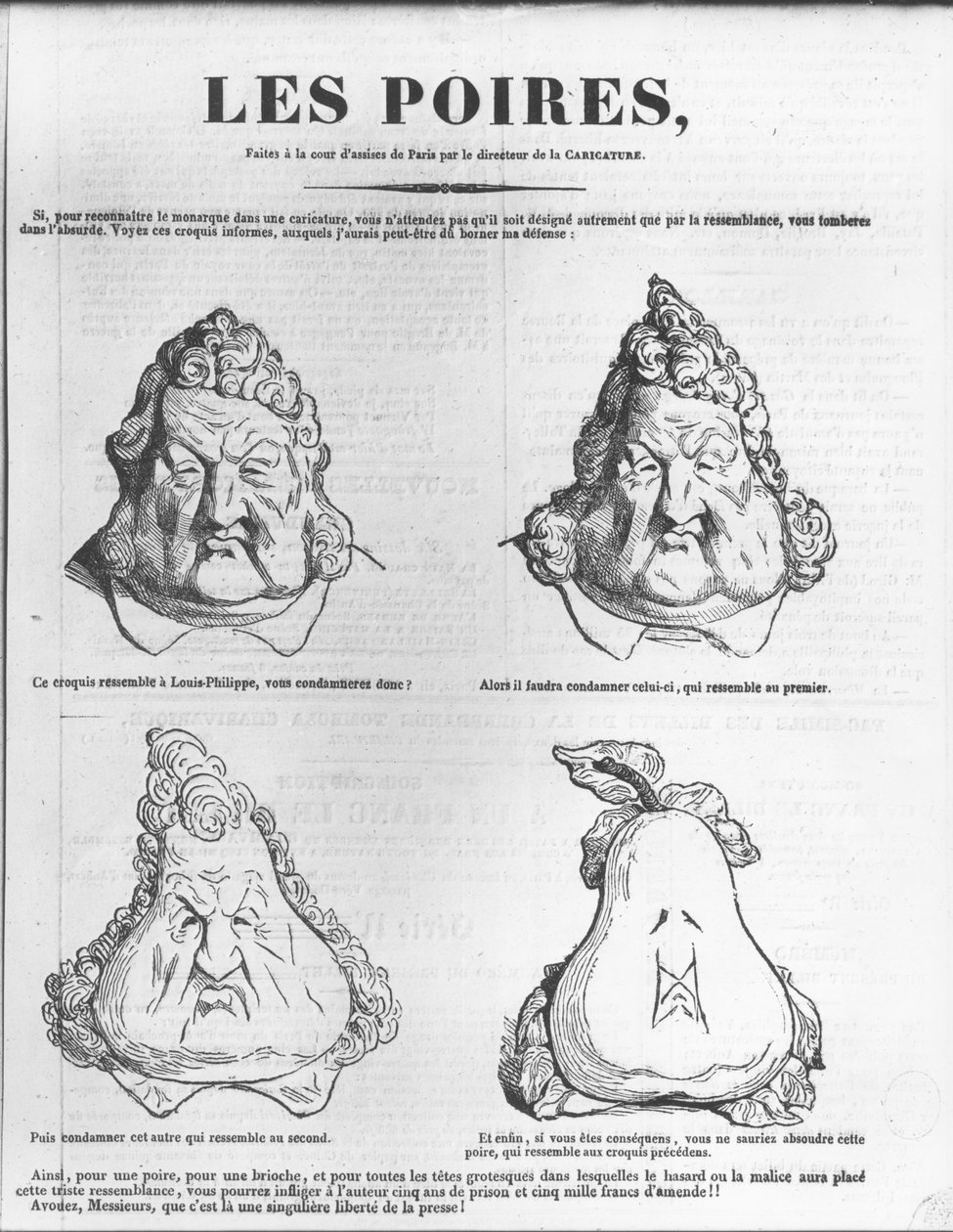Les Poires, karikatur av kong Louis-Philippe (1773-1850) fra 