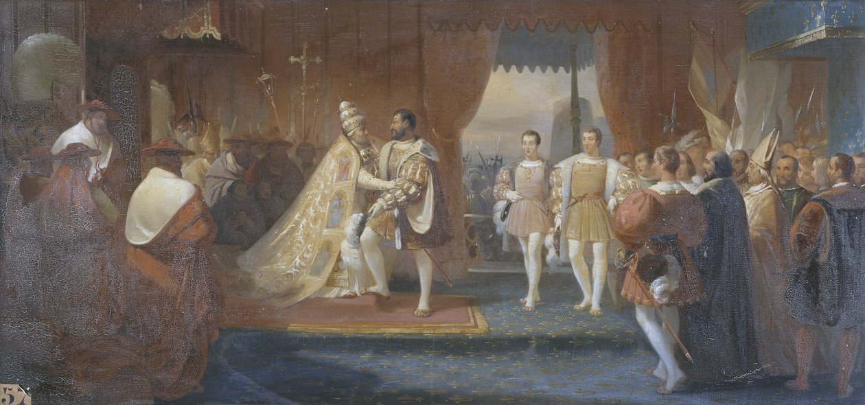 Intervju mellom Francis I og pave Clement VII i Marseille, 13. oktober 1533 av Charles Philippe Lariviere