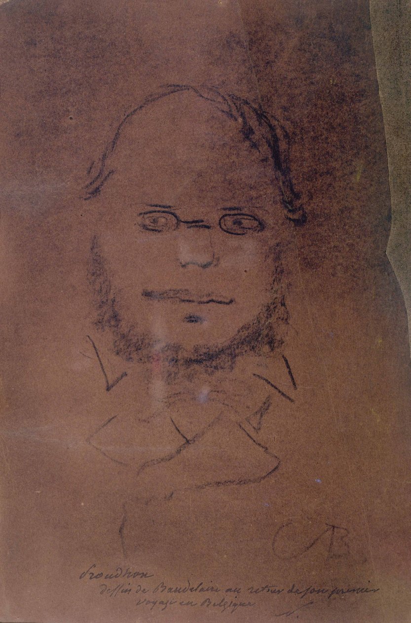 Pierre Joseph Proud'hon (1809-85) 1865 (kull på papir) av Charles Pierre Baudelaire