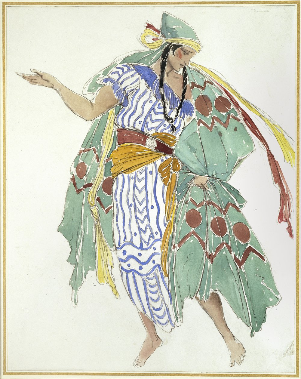 Kostymedesign for en danser (akvarell over grafitt på hvitt papir) av Charles Ricketts