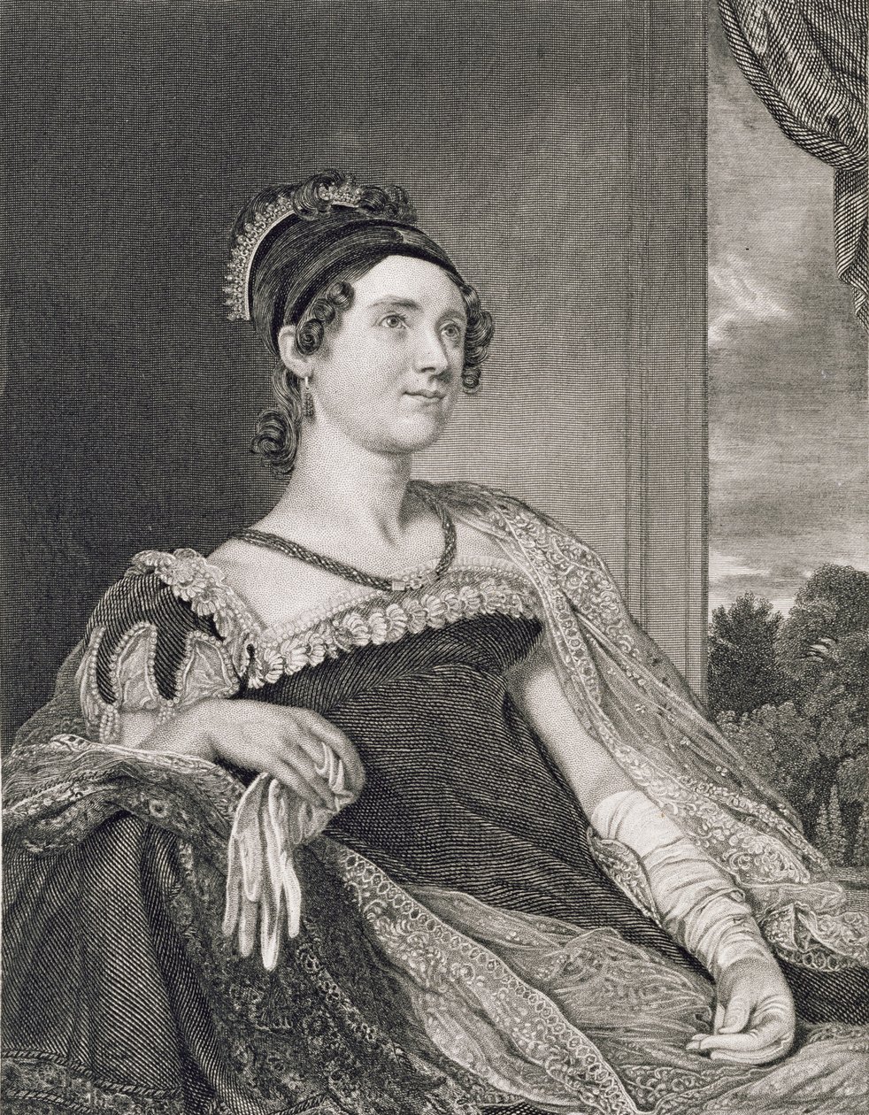 Louisa Catherine Adams (1775-1852) gravert av G.F. Storm (fl.c.1834) av Charles Robert Leslie