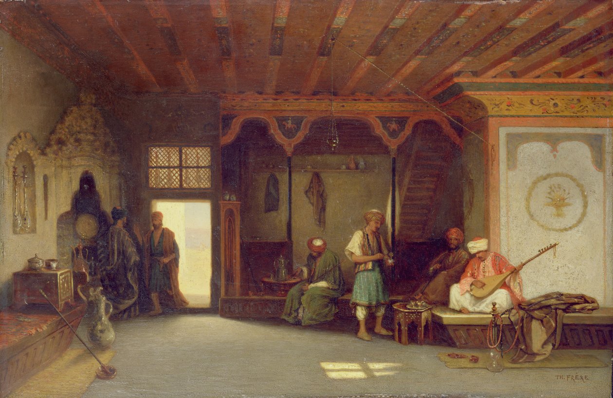 Interiør i en orientalsk kafé av Charles Theodore Frere