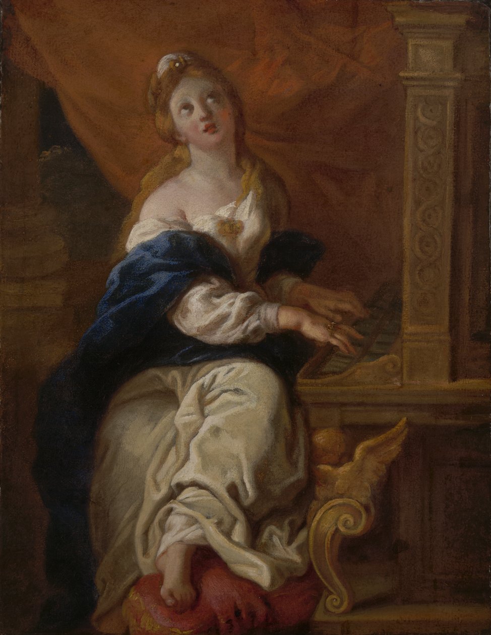 Saint Cecilia, ca. 1700 (olje på papir) av Charles de la Fosse