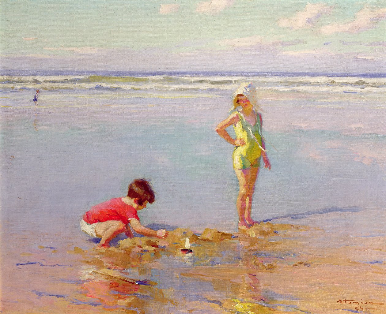 Barn på stranden av Charles Garabed Atamian