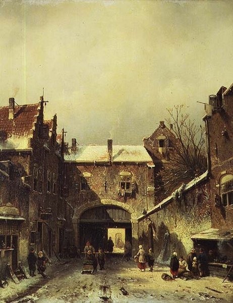 En nederlandsk by om vinteren av Charles Henri Joseph Leickert